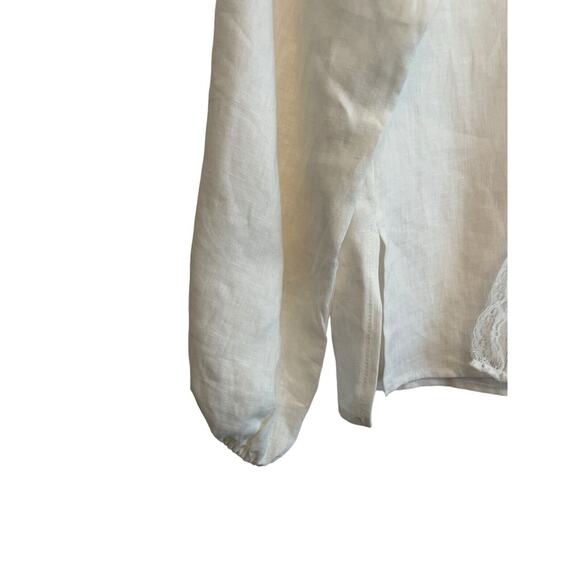 Gold Hawk 100% Linen Open Cardigan Topper Women Size Small White Lace Coverup - Picture 5 of 7